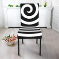Black And White Swirl Illusion Print Dining Chair Slipcover
