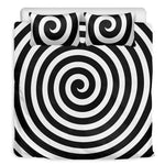 Black And White Swirl Illusion Print Duvet Cover Bedding Set