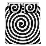 Black And White Swirl Illusion Print Duvet Cover Bedding Set