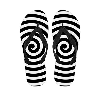 Black And White Swirl Illusion Print Flip Flops