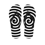 Black And White Swirl Illusion Print Flip Flops