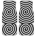 Black And White Swirl Illusion Print Front and Back Car Floor Mats