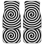 Black And White Swirl Illusion Print Front and Back Car Floor Mats
