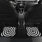 Black And White Swirl Illusion Print Front and Back Car Floor Mats