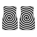 Black And White Swirl Illusion Print Front Car Floor Mats
