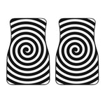 Black And White Swirl Illusion Print Front Car Floor Mats