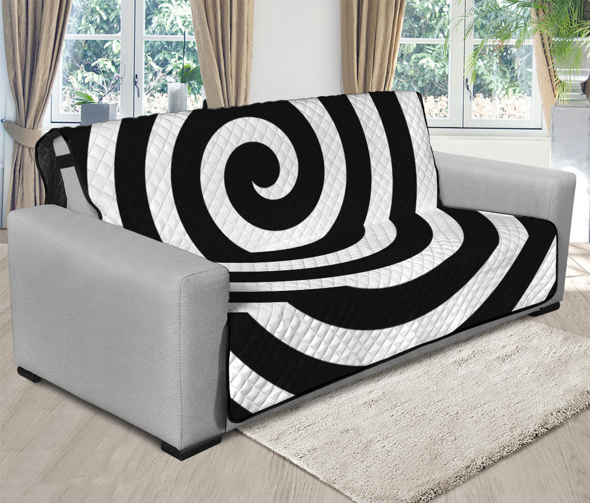 Black And White Swirl Illusion Print Futon Protector