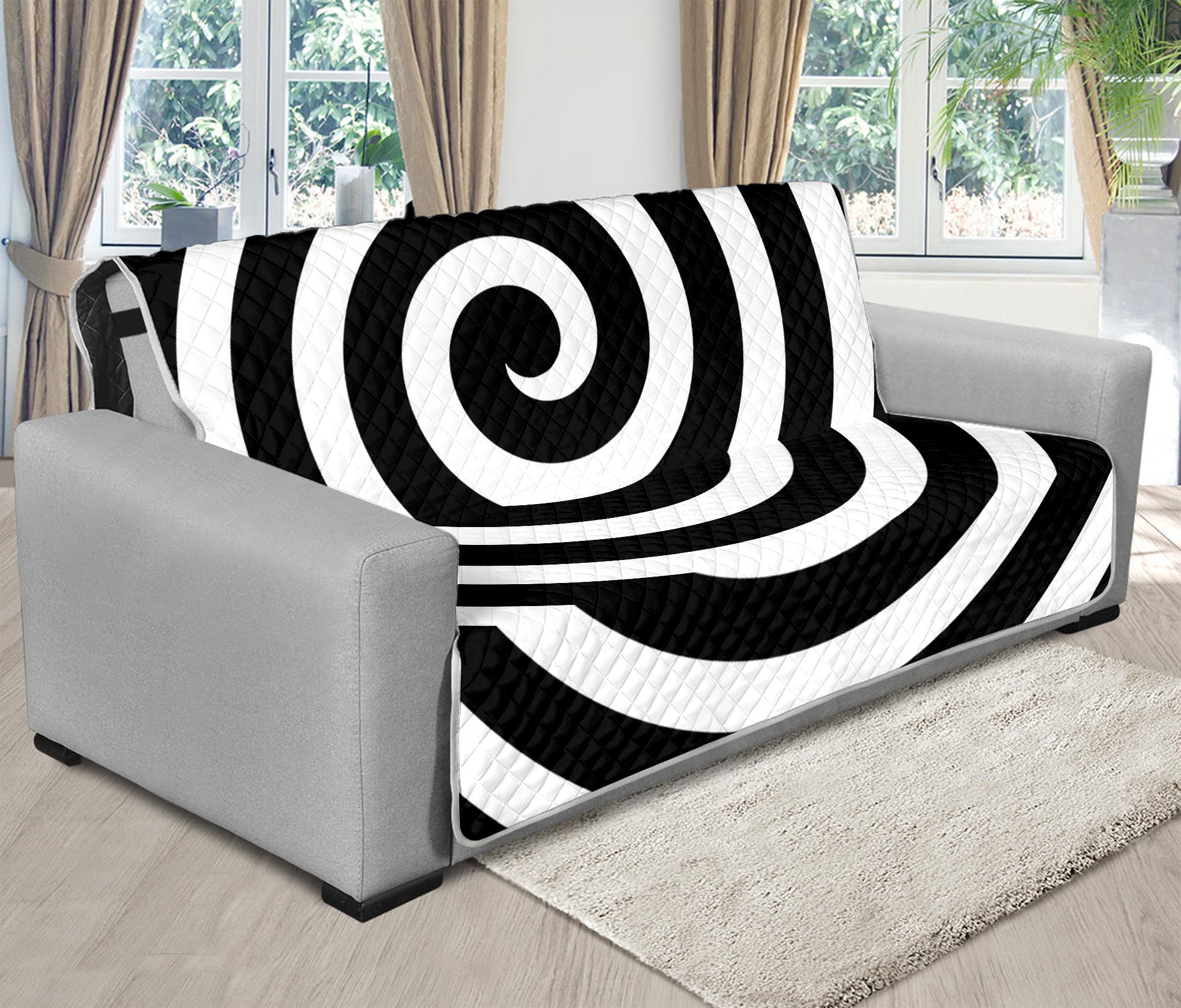 Black And White Swirl Illusion Print Futon Protector