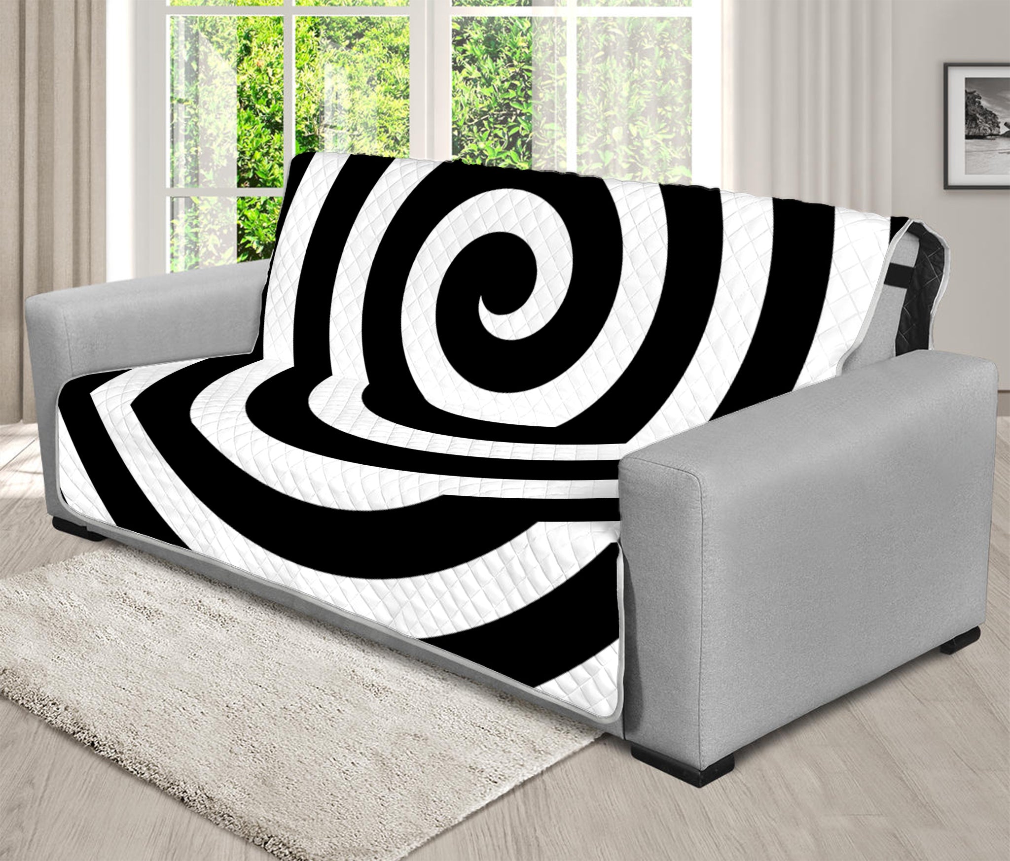 Black And White Swirl Illusion Print Futon Protector