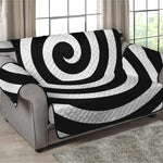 Black And White Swirl Illusion Print Loveseat Protector