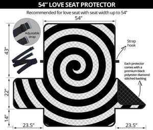 Black And White Swirl Illusion Print Loveseat Protector