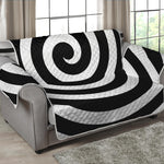 Black And White Swirl Illusion Print Loveseat Protector