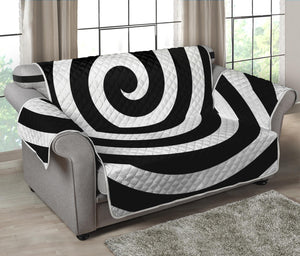 Black And White Swirl Illusion Print Loveseat Protector