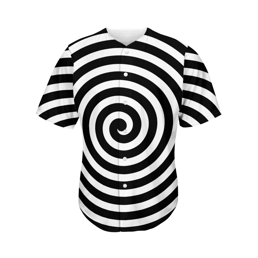 Black And White Swirl Illusion Print Men's Baseball Jersey