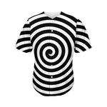 Black And White Swirl Illusion Print Men's Baseball Jersey