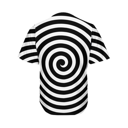 Black And White Swirl Illusion Print Men's Baseball Jersey