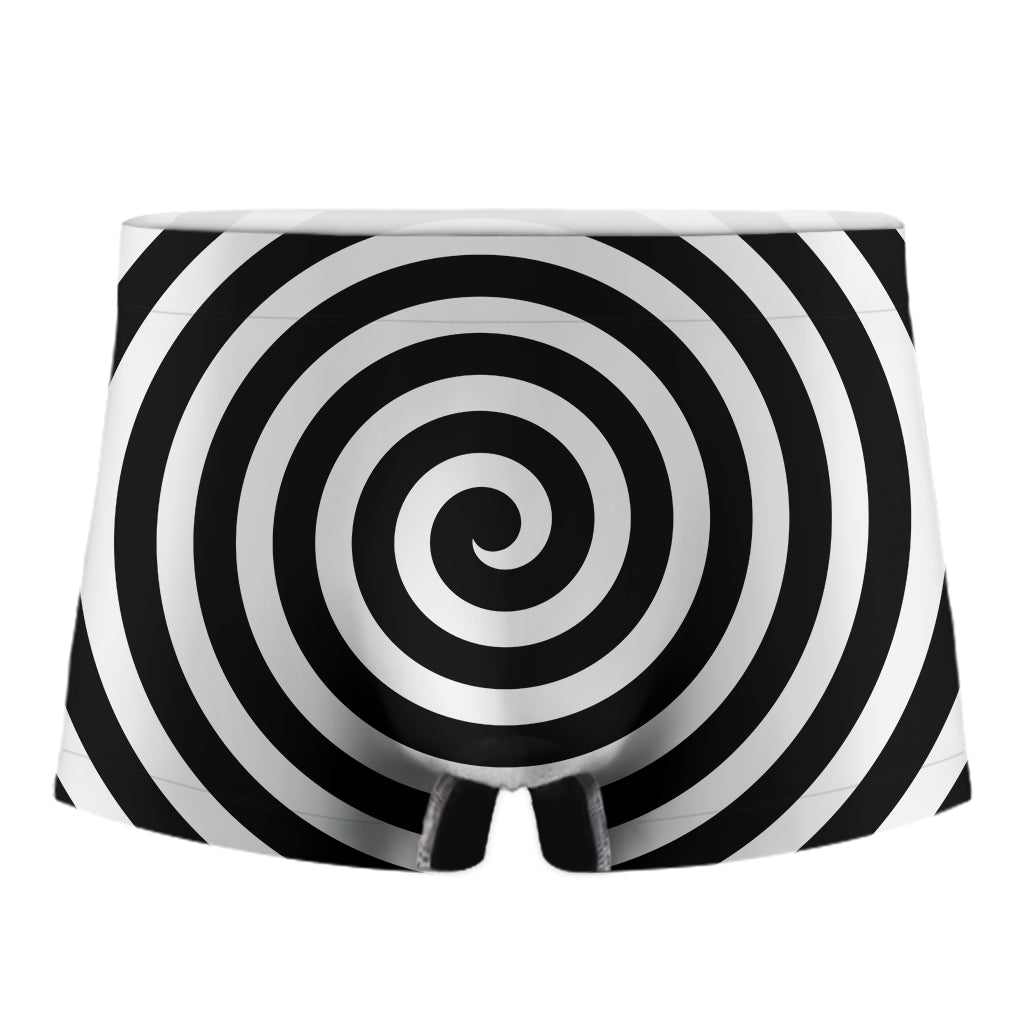 Black And White Swirl Illusion Print Men's Boxer Briefs