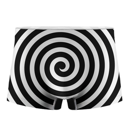 Black And White Swirl Illusion Print Men's Boxer Briefs