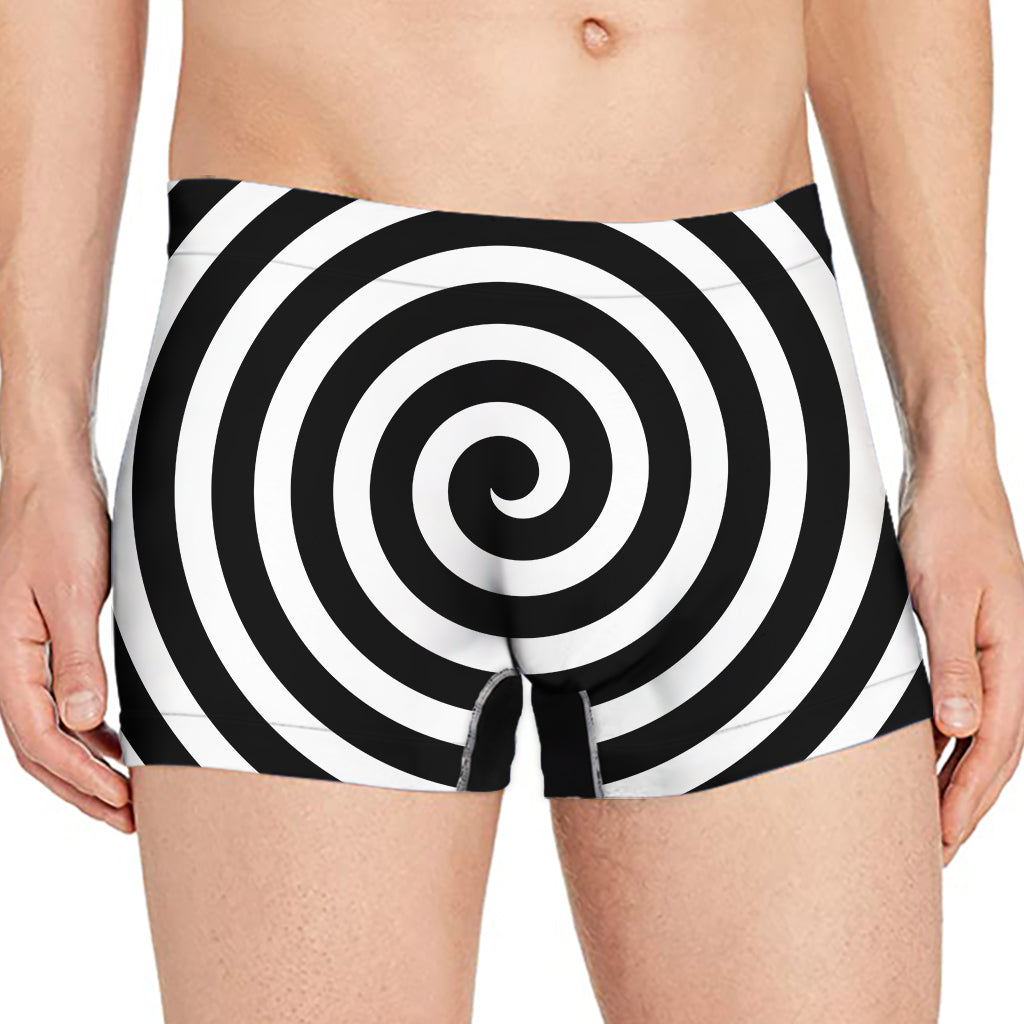 Black And White Swirl Illusion Print Men's Boxer Briefs