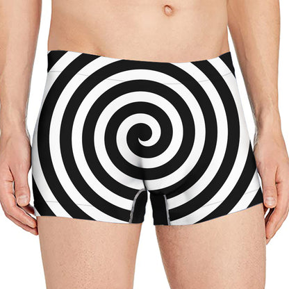 Black And White Swirl Illusion Print Men's Boxer Briefs