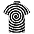 Black And White Swirl Illusion Print Men's Short Sleeve Shirt
