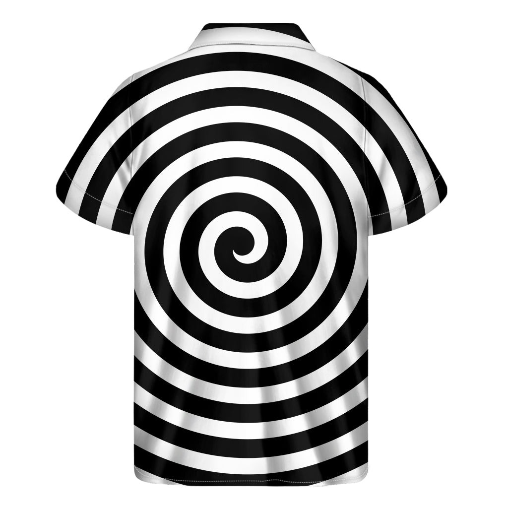Black And White Swirl Illusion Print Men's Short Sleeve Shirt