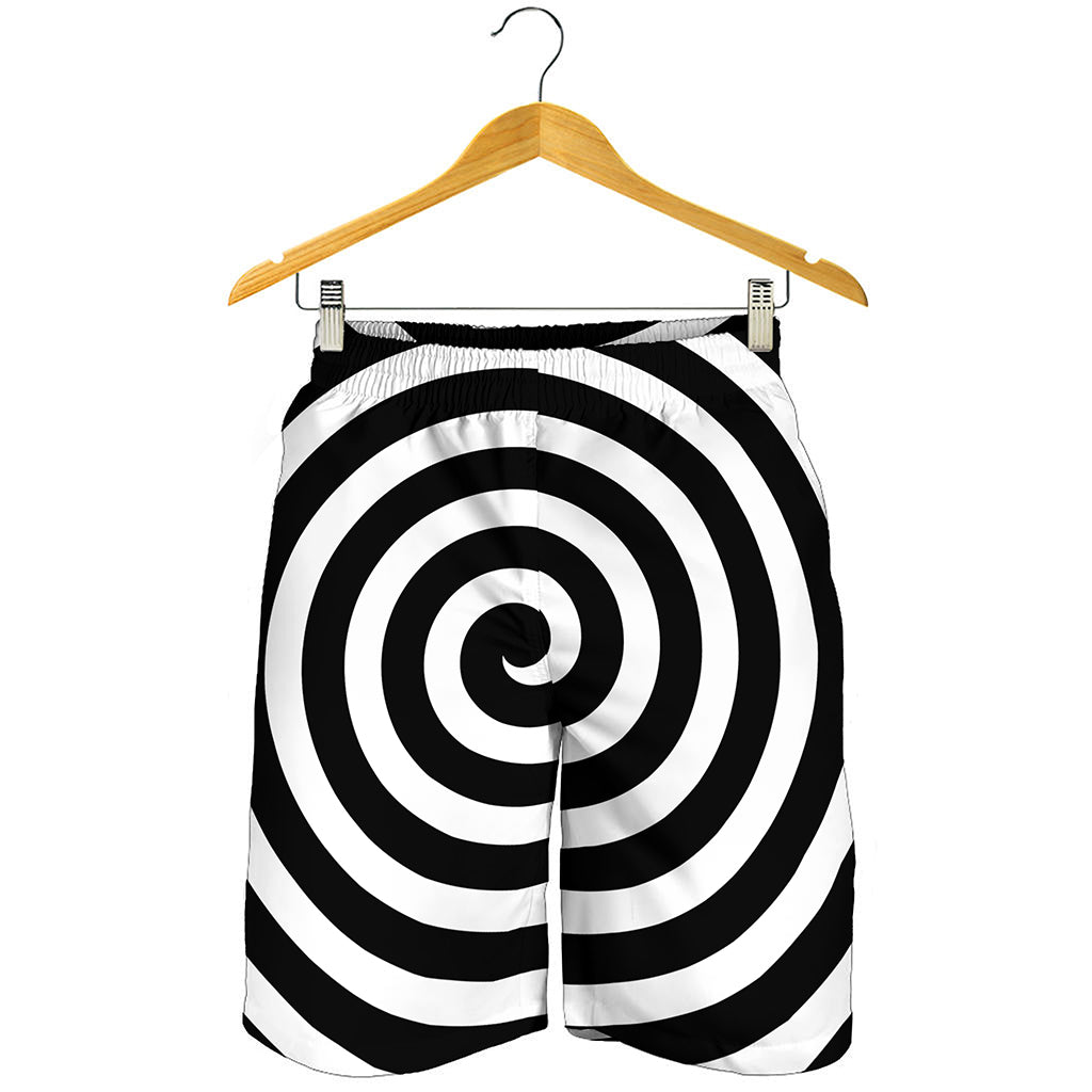 Black And White Swirl Illusion Print Men's Shorts