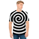 Black And White Swirl Illusion Print Men's T-Shirt