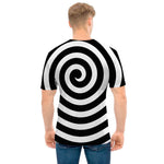 Black And White Swirl Illusion Print Men's T-Shirt