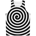Black And White Swirl Illusion Print Men's Tank Top