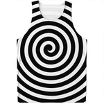 Black And White Swirl Illusion Print Men's Tank Top