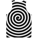 Black And White Swirl Illusion Print Men's Tank Top