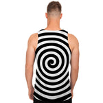 Black And White Swirl Illusion Print Men's Tank Top