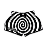 Black And White Swirl Illusion Print Muay Thai Boxing Shorts