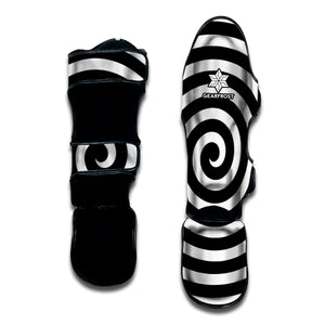 Black And White Swirl Illusion Print Muay Thai Shin Guard