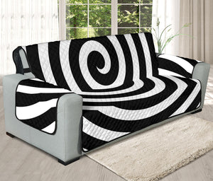 Black And White Swirl Illusion Print Oversized Sofa Protector