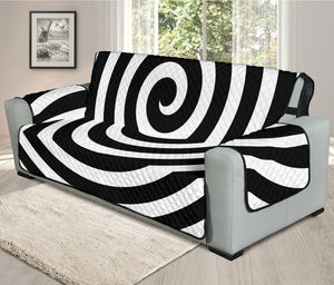 Black And White Swirl Illusion Print Oversized Sofa Protector