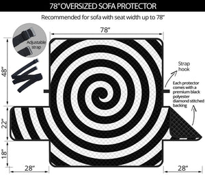 Black And White Swirl Illusion Print Oversized Sofa Protector