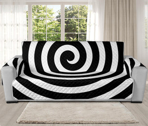 Black And White Swirl Illusion Print Oversized Sofa Protector