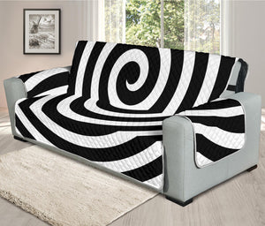 Black And White Swirl Illusion Print Oversized Sofa Protector