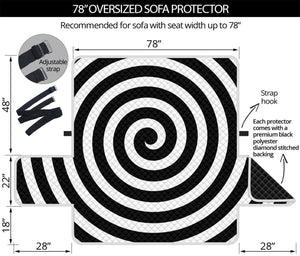 Black And White Swirl Illusion Print Oversized Sofa Protector