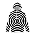 Black And White Swirl Illusion Print Pullover Hoodie