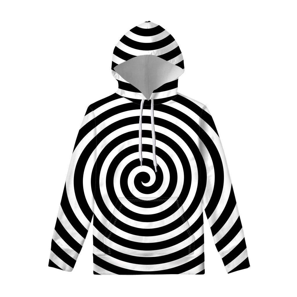 Black And White Swirl Illusion Print Pullover Hoodie