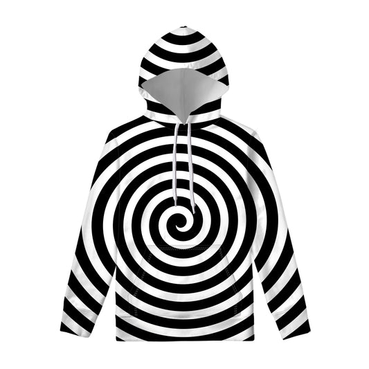 Black And White Swirl Illusion Print Pullover Hoodie