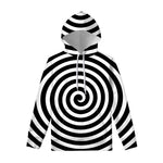 Black And White Swirl Illusion Print Pullover Hoodie
