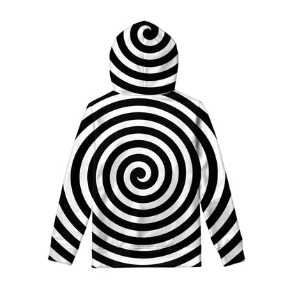 Black And White Swirl Illusion Print Pullover Hoodie