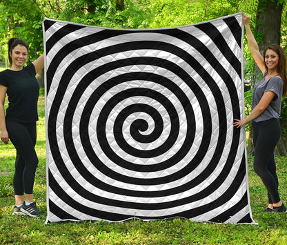 Black And White Swirl Illusion Print Quilt