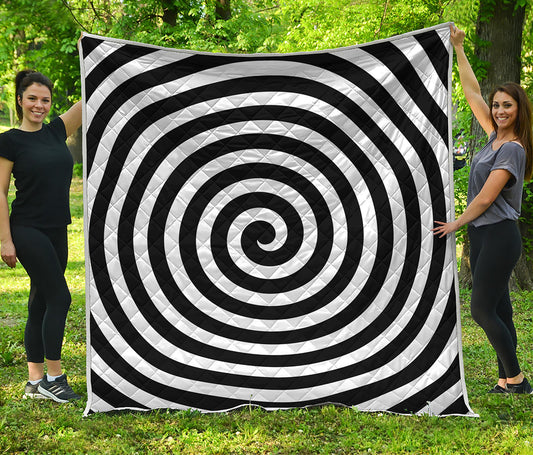 Black And White Swirl Illusion Print Quilt