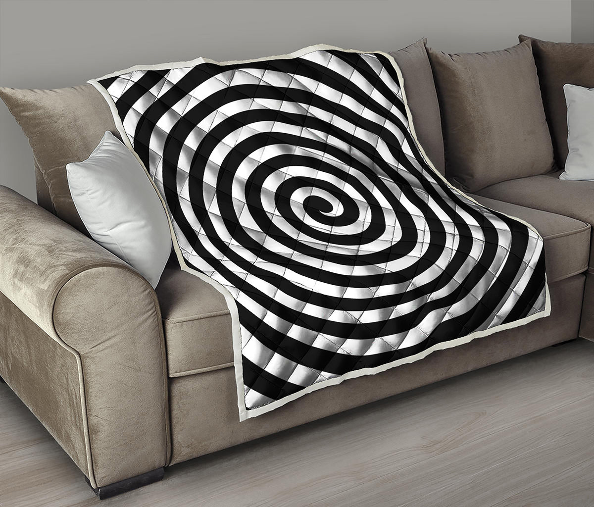 Black And White Swirl Illusion Print Quilt