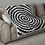 Black And White Swirl Illusion Print Quilt
